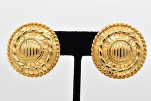 MACY Vintage Clip Earrings Round Heavy Chunky Gold Tone Rare Signed BinBF